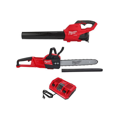Milwaukee M18 FUEL 18-Volt Lithium-Ion Brushless Cordless Blower, 16 in. Chainsaw and Rapid Charger Combo Kit (3-Tool) - Super Arbor