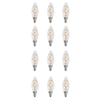 Feit Electric 25-Watt Equivalent B10 Dimmable Candelabra Clear Glass Vintage LED Light Bulb with Spiral Filament Warm White (1-Bulb) - Super Arbor