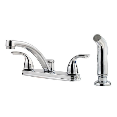 Delton 2-Handle Standard Kitchen Faucet with Side Sprayer in Polished Chrome - Super Arbor