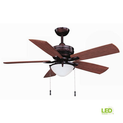 Hampton Bay Four Winds 54" LED Indoor/Outdoor Bronze Ceiling Fan w/Light Kit