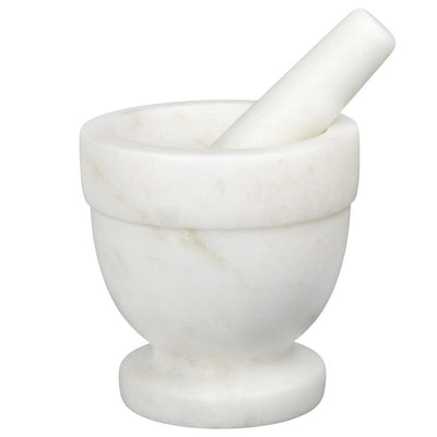 Natural Marble Mortar Off-White and Pestle Spice Grinder Set Pestle Set Kitchen Spices, Herbs, Pesto Grinder - Super Arbor