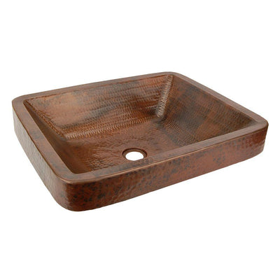 Premier Copper Products Rectangle Skirted Hammered Copper Vessel Sink in Oil Rubbed Bronze - Super Arbor