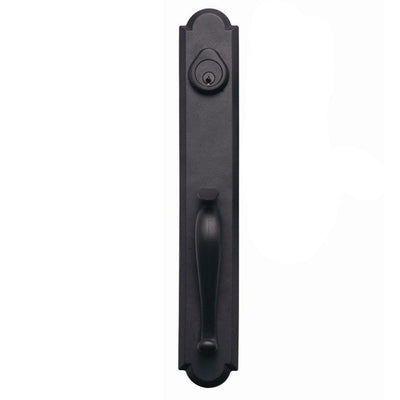 Sandcast Collection Valero Aged Black Single Cylinder Deadbolt Entry Door Handleset with Tulum Knob Inside Trim - Super Arbor