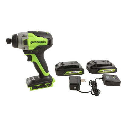 24-Volt Cordless Battery Brushless Impact Driver, 2 Batteries and Charger Included ID24L1520 - Super Arbor
