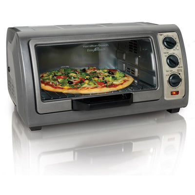 Easy Reach 1400 W 6-Slice Gray Convection Toaster Oven with Built-In Timer - Super Arbor