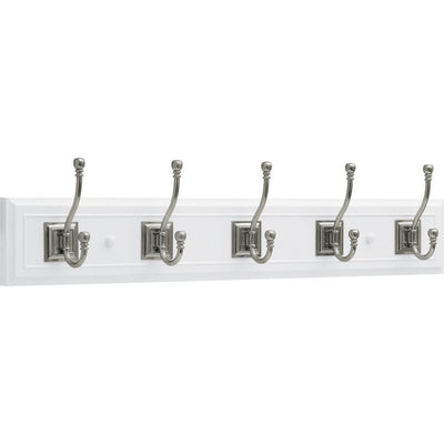 27 in. White and Satin Nickel Architectural Hook Rack - Super Arbor