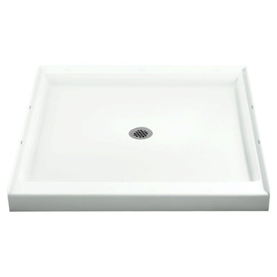 Ensemble 36 in. x 36 in. Single Threshold Shower Base with Center Drain in White - Super Arbor
