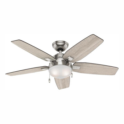 Antero 46 in. LED Indoor Brushed Nickel Ceiling Fan with Light - Super Arbor