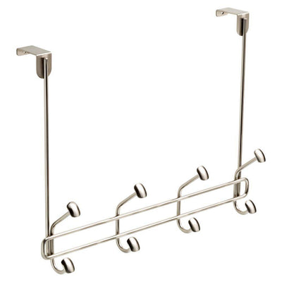 16 in. Satin Nickel Over-the-Door Pilltop Hook Rack - Super Arbor