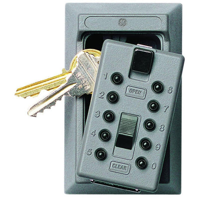 Mounted 5-Key Lock Box with Pushbutton Combination Lock, Titanium - Super Arbor