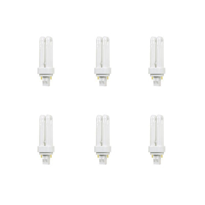 13W Equiv PL CFLNI Quad Tube 2-Pin Plug-in GX23-2 Base Compact Fluorescent CFL Light Bulb, Cool White 4100K (6-Pack) - Super Arbor