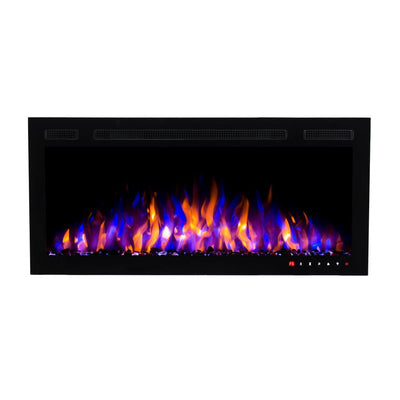 Slimline 36 in. Wall Mount and Recessed Electric Fireplace in Black - Super Arbor