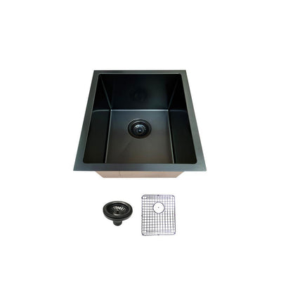 Black Stainless Steel 16 in. Single Bowl Undermount Kitchen Sink - Super Arbor