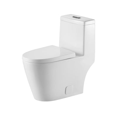 1-Piece Dual Flush 1.2 GPF/0.8 GPF Elongated High Efficiency Skirted Toilet All-in-One Toilet in White Seat Included - Super Arbor
