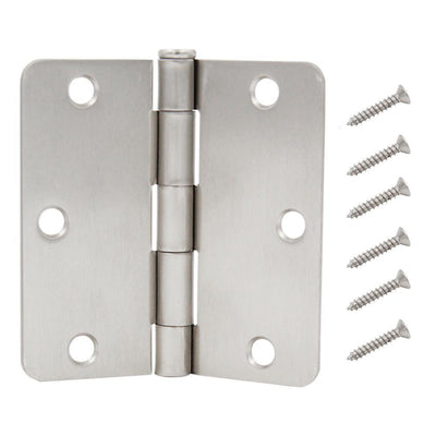 3-1/2 in. x 1/4 in. Radius Satin Nickel Door Hinge Value Pack (48-Pack) - Super Arbor