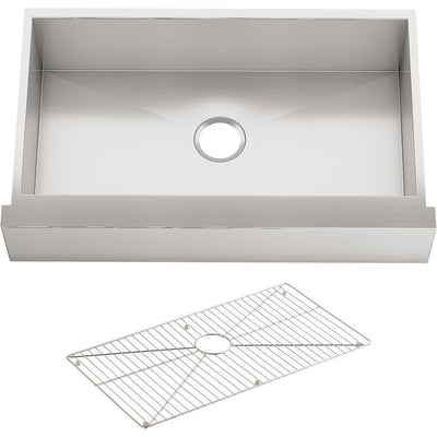 Vault Farmhouse Undermount Apron Front Stainless Steel 36 in. Single Bowl Kitchen Sink Kit with Basin Rack - Super Arbor