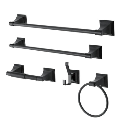 Monarch 5-Piece Bathroom Accessory Set in Black - Super Arbor