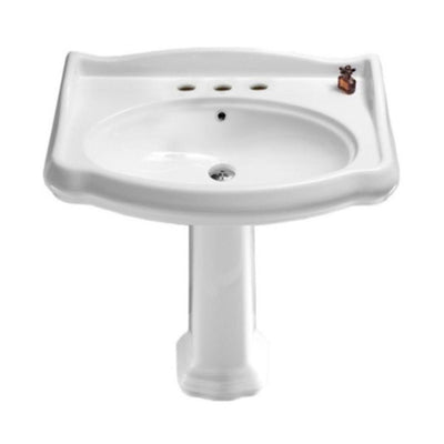 Nameeks Traditional Pedestal Sink in White with 3 Faucet Holes - Super Arbor