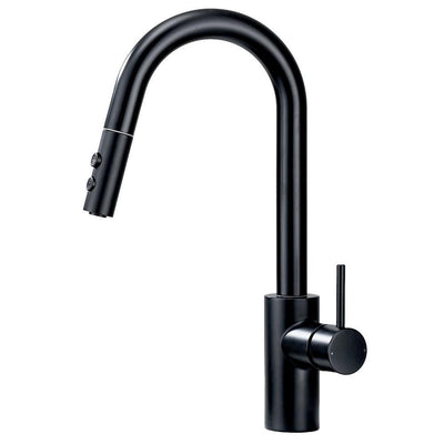 Single-Handle Pull-Down Sprayer Kitchen Faucet with 2-Function Sprayhead in Matte Black - Super Arbor