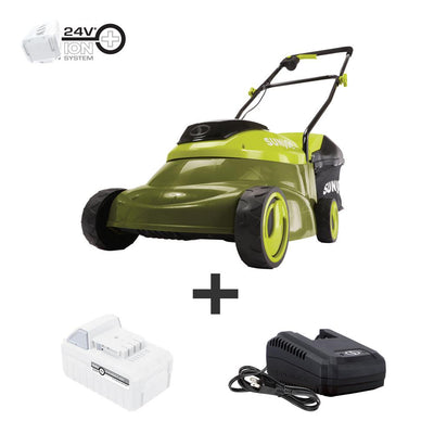 Sun Joe 14 in. 24-Volt Cordless Walk-Behind Push Mower Kit with 5.0 Ah Battery + Charger - Super Arbor