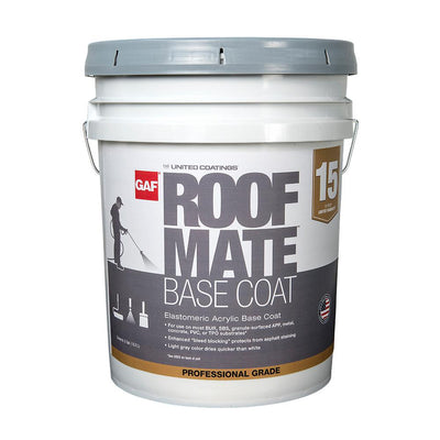 Roof Mate Base Coat 5 Gal. Light Gray Acrylic Reflective Elastomeric Roof Coating (15-Year Limited Warranty) - Super Arbor