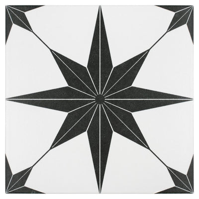 Merola Tile Stella Nero Encaustic 9-3/4 in. x 9-3/4 in. Porcelain Floor and Wall Tile (11.11 sq. ft. / case) - Super Arbor