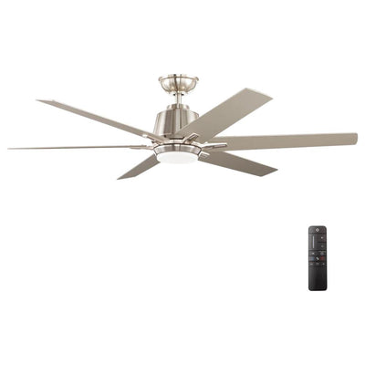 Kensgrove 54 in. Integrated LED Brushed Nickel Ceiling Fan with Light and Remote Control - Super Arbor