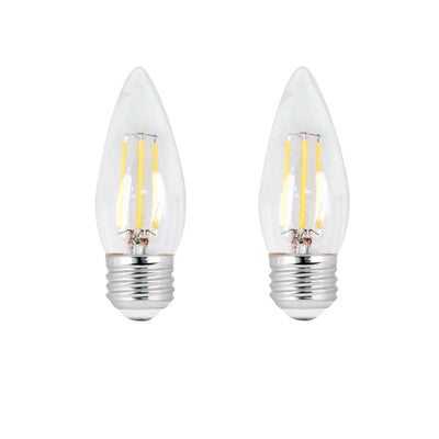Feit Electric 60W Equivalent B10 Candelabra Dimmable Filament CEC Title 20 Clear Glass Chandelier LED Light Bulb, Daylight (2-Pack) - Super Arbor