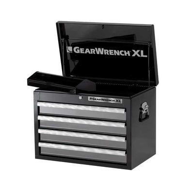 26 in. 4-Drawer Top Chest in Black/Silver - Super Arbor