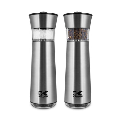 Easygrind Electric Gravity Salt and Pepper Grinder Set in Stainless Steel - Super Arbor