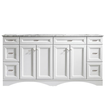 Naples 72 in. W x 22 in. D x 35 in. H Vanity in White with Marble Vanity Top in White with Basin - Super Arbor