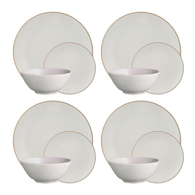 Classic 12-Piece Casual White Stoneware Dinnerware Set (Service for 3) - Super Arbor