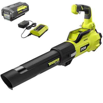 RYOBI 125 MPH 550 CFM 40-Volt Lithium-Ion Brushless Cordless Jet Fan Leaf Blower - 4.0 Ah Battery and Charger Included - Super Arbor