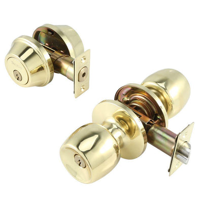 Double Cylinder Polish Brass Combo Deadbolt - Super Arbor