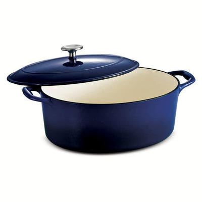 Gourmet 7 qt. Oval Porcelain-Enameled Cast Iron Dutch Oven in Gradated Cobalt with Lid - Super Arbor