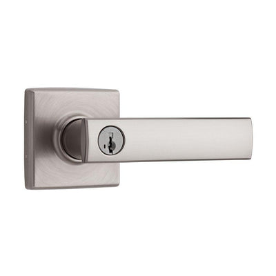 Vedani Satin Nickel Square Exterior Entry Door Lever featuring SmartKey Security - Super Arbor