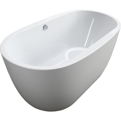 Genoa 59.04 in. Acrylic Flatbottom Non-Whirlpool Freestanding Bathtub in Glossy White - Super Arbor