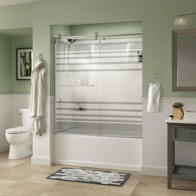 Simplicity 60 x 58-3/4 in. Frameless Contemporary Sliding Bathtub Door in Chrome with Transition Glass - Super Arbor