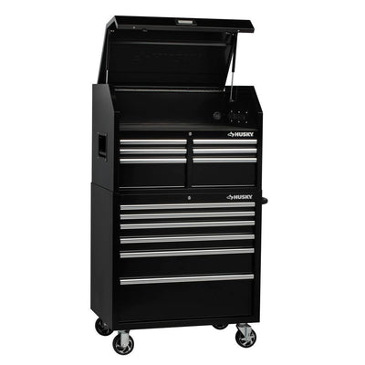 36 in. W 12-Drawer, Deep Combination Tool Chest and Cabinet Set in Gloss Black