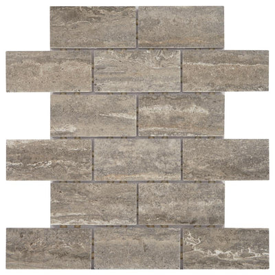 Daltile Stonehollow Smoky Taupe 12 in. x 12 in. x 6.35mm Ceramic Brick Joint Mosaic Floor and Wall Tile (0.83 sq. ft. / piece) - Super Arbor