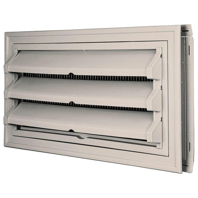 9-3/8 in. x 17-1/2 in. Foundation Vent Kit with Trim Ring and Optional Fixed Louvers (Galvanized Screen) in #048 Almond - Super Arbor