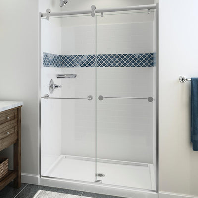 UPstile 34 in. x 48 in. x 74 in. 3-Piece Direct-To-Stud Alcove Shower Surround with Customizable Design in White - Super Arbor