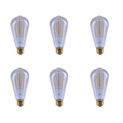 Feit Electric 40-Watt ST19 Dimmable Incandescent Amber Glass Vintage Edison Light Bulb with Cage Filament Soft White (6-Pack) - Super Arbor