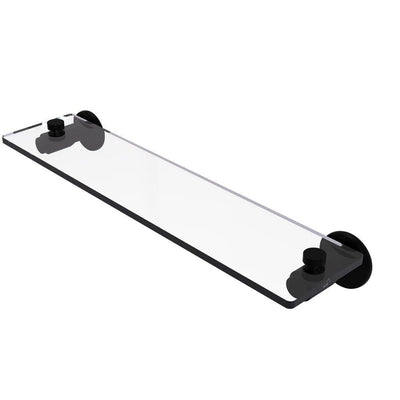 Tribecca Collection 22 in. Glass Vanity Shelf with Beveled Edges in Matte Black - Super Arbor