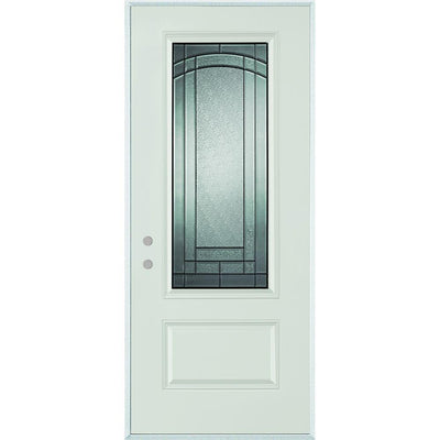 36 in. x 80 in. Chatham 3/4 Lite 1-Panel Painted Right-Hand Inswing Steel Prehung Front Door - Super Arbor