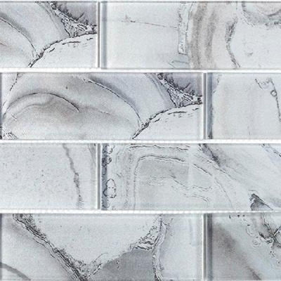 Jeffrey Court Geode Brick Gray 11.625 in. x 11.75 in. x 8 mm Interlocking Glossy Glass Mosaic Tile - Super Arbor