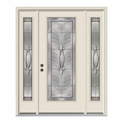 66 in. x 80 in. Full Lite Blakely Primed Steel Prehung Right-Hand Inswing Front Door with Sidelites - Super Arbor
