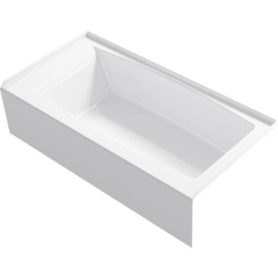 Elmbrook 60 in. Left Drain Rectangular Alcove Bathtub with Integral Apron in White - Super Arbor