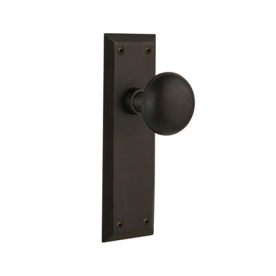 New York Plate 2-3/8 in. Backset Oil-Rubbed Bronze Privacy Bed/Bath New York Door Knob - Super Arbor