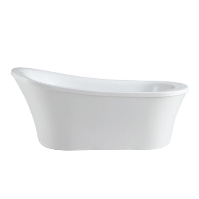 Rachel 70 in. Acrylic Slipper Flatbottom Non-Whirlpool Reversible Drain Bathtub in White - Super Arbor